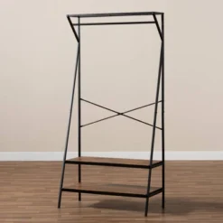 Laima Distressed Wood And Metal Finished Entryway Coat Hanger Brown/Black - Baxton Studio -Baxton Studio GUEST 11113360 b7e3 4d1c bdfe 08f6bac1c438