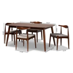 5pc Aeron Wood Dining Set Light Gray/Walnut - Baxton Studio -Baxton Studio GUEST 116385ec 8892 43ea b535 2d72d5b0e34f
