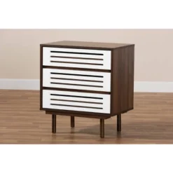 3 Drawer Meike Two-Tone Wood Nightstand Walnut/White - Baxton Studio -Baxton Studio GUEST 117222fe a777 41e3 8fea e44d81856a60