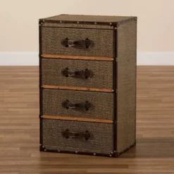 Owen Fabric Upholstered 4 Drawer Accent Storage Cabinet Brown - Baxton Studio -Baxton Studio GUEST 117e482d 8594 4cb3 b51a aca5d43497e8