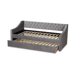 Raphael Velvet Fabric Upholstered Daybed With Trundle - Baxton Studio -Baxton Studio GUEST 12316634 1c7b 4161 bb67 53b709478b03