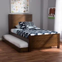 Twin Catalina Modern Classic Mission Style Finished Wood Platform Bed With Trundle - Baxton Studio -Baxton Studio GUEST 123d5027 b86d 4743 b654 8331572ca341