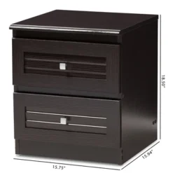 Carine Modern And Contemporary Finished 2 Drawer Nightstand Dark Brown - Baxton Studio -Baxton Studio GUEST 1250a6d0 fd27 4976 b5a0 aff76919dc8a