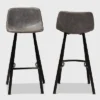 Set Of 2 Tani Faux Leather Upholstered Metal Barstools Gray/Black - Baxton Studio -Baxton Studio GUEST 126e5e19 0b1b 4804 b95c a84a20c62df2