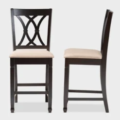 2pc Reneau Finished Wood Counter Height Pub Chairs - Baxton Studio -Baxton Studio GUEST 12af6a3d bad4 48cd baa8 21c78c040504