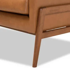 Perris Mid-Century Faux Leather Upholstered Wood Lounge Chair Walnut/Brown - Baxton Studio -Baxton Studio GUEST 12b84847 3e9a 46ff 962a cf0d1014f429