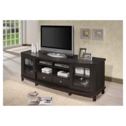 Walda Wood Cabinet With 2 Sliding Doors And 2 Drawers TV Stand For TVs Up To 70" Dark Brown - Baxton Studio -Baxton Studio GUEST 12c1cc7e ec11 4276 b7b3 307f940fae18