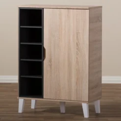 Adelina Mid - Century Modern 1 - Door Wood Shoe Cabinet - Brown - Baxton Studio 14 Adelina Mid - Century Modern 1 - Door Wood Shoe Cabinet - Brown - Baxton Studio -Baxton Studio GUEST 12d706ef fd89 44a8 b23e 01f88a8d3dba