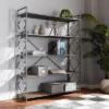 65" 5 Shelf Mirna Iron & Natural Oak Wood Quatrefoil Accent Bookshelf Brown/Black - Baxton Studio -Baxton Studio GUEST 139818b7 e639 4677 8396 e14e9e0148e2