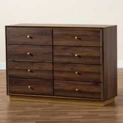 Cormac Wood And Metal 8 Drawer Dresser Walnut Brown/Gold - Baxton Studio -Baxton Studio GUEST 14845297 4006 47a5 bdc4 675c88bbd7b9