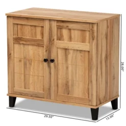 Glidden Wood 2 Door Shoe Storage Cabinet Oak Brown - Baxton Studio -Baxton Studio GUEST 14a772a4 bbf8 4ecc 9302 b255594bb04c
