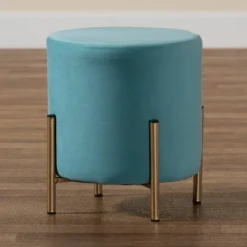 Thurman Velvet Metal Ottoman - Baxton Studio -Baxton Studio GUEST 1529e945 0e22 4dcc 8ce0 c71c4dabbe44