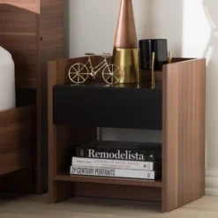 Vanda Modern And Contemporary Two - Tone Wood 1 - Drawer Nightstand - Brown - Baxton Studio -Baxton Studio GUEST 15853216 1c57 43b9 bc4b 332a1b7a62c3