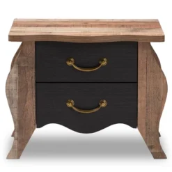 Romilly Country Cottage Farmhouse Oak Finished Wood 2 Drawer Nightstand Black/Brown - Baxton Studio -Baxton Studio GUEST 15c9673a cc60 4ed6 8a7b b49a6f4c2a59