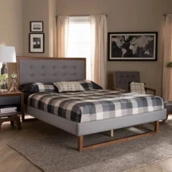 Full Livinia Fabric Upholstered Wood Platform Bed Light Gray/Ash Walnut - Baxton Studio 12 Full Livinia Fabric Upholstered Wood Platform Bed Light Gray/Ash Walnut - Baxton Studio -Baxton Studio GUEST 169f22f9 d57e 4b1b 98ed 5f4e90345066