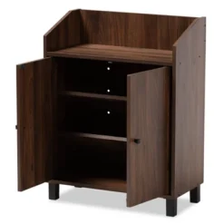 Rossin Walnut Finished 2 Door Wood Entryway Shoe Storage Cabinet With Open Shelf Brown - Baxton Studio -Baxton Studio GUEST 16a0cc01 2a7f 421c a7d9 1dedb91192fc