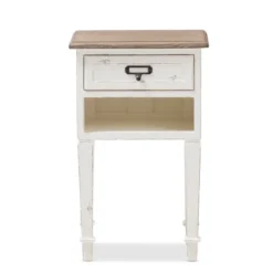 Dauphine 1 Drawer Provincial Style Oak And Distressed Finish Wood Nightstand White - Baxton Studio -Baxton Studio GUEST 172d7a33 cbab 445e 8026 fc31827e2118