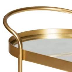 Kamal Glam Brushed Metal And Mirrored Glass 2 Tier Mobile Wine Bar Cart Gold - Baxton Studio -Baxton Studio GUEST 177e2668 9776 406c 9999 b2a2b27bbc60