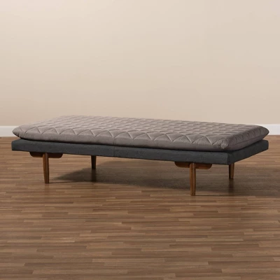 Twin Two Marit Tone Upholstered Wood Daybed Gray/Walnut - Baxton Studio 8 Twin Two Marit Tone Upholstered Wood Daybed Gray/Walnut - Baxton Studio - Image 6