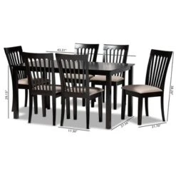7pc Minette Fabric Upholstered Espresso Wood Dining Set Sand/Dark Brown - Baxton Studio -Baxton Studio GUEST 181c3605 3063 4f9d b284 d23a6334721f