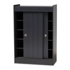 2 Door Leone Finished Wood Entryway Shoe Storage Cabinet Black - Baxton Studio -Baxton Studio GUEST 184693bc e125 43ef bf88 c9964a9e7a69