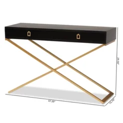 Madan Wood And Metal 2 Drawer Console Table Black/Gold - Baxton Studio -Baxton Studio GUEST 190b5f7a d956 42dc 8589 d49df72153d3