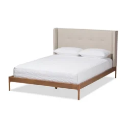 Brooklyn Mid Century Modern Walnut Wood Fabric Upholstered Platform Bed Beige - Baxton Studio 19 Brooklyn Mid Century Modern Walnut Wood Fabric Upholstered Platform Bed Beige - Baxton Studio -Baxton Studio GUEST 198436f2 3e9d 4335 a979 3eed94635b5f