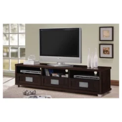 Gerhardine Wood 3 Drawer TV Stand For TVs Up To 62" Dark Brown - Baxton Studio 10 Gerhardine Wood 3 Drawer TV Stand For TVs Up To 62" Dark Brown - Baxton Studio -Baxton Studio GUEST 19de5a22 a08a 41e1 8630 8ebe87029a83