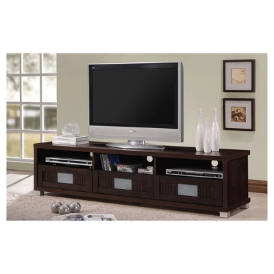 Gerhardine Wood 3 Drawer TV Stand For TVs Up To 62" Dark Brown - Baxton Studio 6 Gerhardine Wood 3 Drawer TV Stand For TVs Up To 62" Dark Brown - Baxton Studio - Image 4