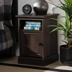 Nolan 1 Door Wood Nightstand Brown/Black - Baxton Studio -Baxton Studio GUEST 19df8a4b 82c8 4281 8b02 f02c8741f650
