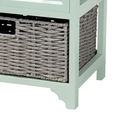 Valtina Two-Tone Wood 3 Drawer Storage Unit With Baskets Oak Brown/Gray/Mint Green - Baxton Studio 8 Valtina Two-Tone Wood 3 Drawer Storage Unit With Baskets Oak Brown/Gray/Mint Green - Baxton Studio - Image 6