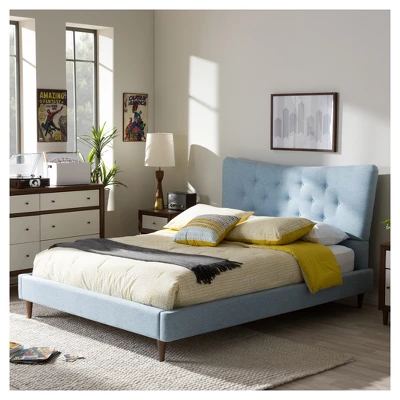 Hannah Mid - Century Modern Fabric Platform Bed - Queen - Baxton Studio 6 Hannah Mid - Century Modern Fabric Platform Bed - Queen - Baxton Studio - Image 4