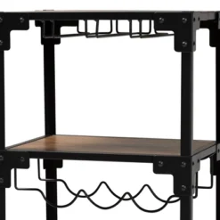 4 Tier Victor Wood And Metal Mobile Wine Cart Walnut/Black - Baxton Studio -Baxton Studio GUEST 1b399092 6937 4b17 a871 0386930a7b01