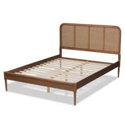 King Elston Wood And Synthetic Rattan Platform Bed Brown/Ash Walnut - Baxton Studio -Baxton Studio GUEST 1b431bbe 7755 4b4a b6b4 699c723e750e