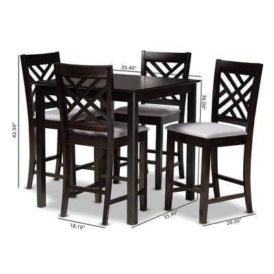 Caron Wood Pub Counter Height Dining Set Espresso Brown - Baxton Studio 4 Caron Wood Pub Counter Height Dining Set Espresso Brown - Baxton Studio - Image 2