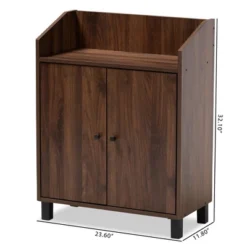 Rossin Walnut Finished 2 Door Wood Entryway Shoe Storage Cabinet With Open Shelf Brown - Baxton Studio -Baxton Studio GUEST 1c837b0a e058 4120 bce7 ae771fd5859a