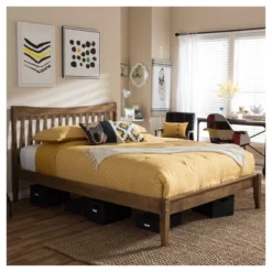 Edeline Mid - Century Modern Solid Wood Curvaceous Slatted Platform Bed - Baxton Studio -Baxton Studio GUEST 1ca43e95 acdb 4922 87e3 daabbae5758a