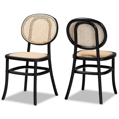 2pc Garold Woven Rattan And Wood Cane Dining Chair Set - Baxton Studio 11 2pc Garold Woven Rattan And Wood Cane Dining Chair Set - Baxton Studio - Image 9