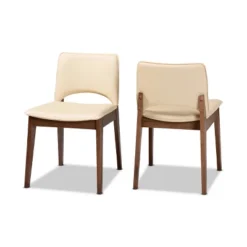 2pc Afton Faux Leather Upholstered And Wood Dining Chair Set - Baxton Studio -Baxton Studio GUEST 1d626db8 81fd 4a85 b855 921edaefe4aa
