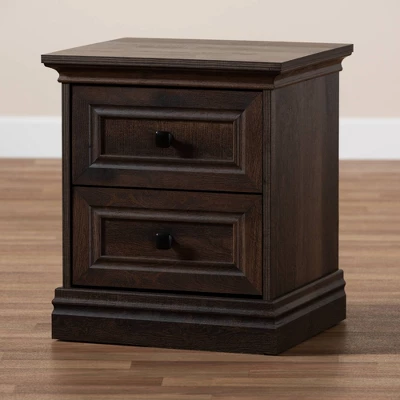 Nolan 2 Drawer Wood Nightstand Brown/Black - Baxton Studio 9 Nolan 2 Drawer Wood Nightstand Brown/Black - Baxton Studio - Image 7