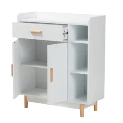 Russell Two-Tone Wood 2 Door Sideboard White/Oak Brown - Baxton Studio