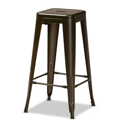 4pc Horton Gunmetal Metal Stackable Barstool Set Gun Metal - Baxton Studio 3 4pc Horton Gunmetal Metal Stackable Barstool Set Gun Metal - Baxton Studio