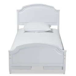 Elise Wood Storage Platform Bed White - Baxton Studio
