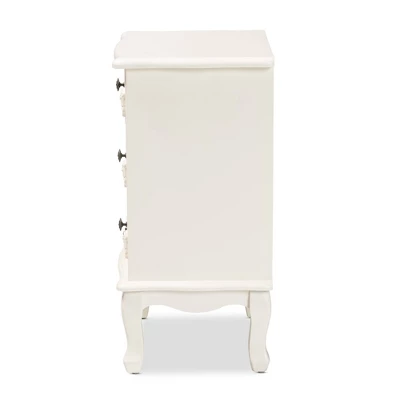 Callen Wood 3 Drawer Nightstand White - Baxton Studio 6 Callen Wood 3 Drawer Nightstand White - Baxton Studio - Image 4