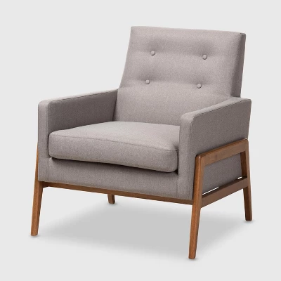 Perris Fabric Upholstered Walnut Wood Lounge Chair - Baxton Studio 12 Perris Fabric Upholstered Walnut Wood Lounge Chair - Baxton Studio - Image 10