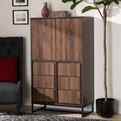 Neil Wood And Metal Storage Cabinet Brown/Black - Baxton Studio -Baxton Studio GUEST 1edf5f6f fc8f 4e57 9363 95b155cadc80