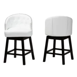 2pc Theron Faux Leather And Wood Swivel Counter Stool Set - Baxton Studio -Baxton Studio GUEST 1f22b4f4 ca64 40bc 9833 b4de6fa95438