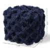 Asuka Handwoven Cotton Fringe Pouf Ottoman Navy - Baxton Studio -Baxton Studio GUEST 1f980ebb b6a5 42dc 9bad fdce99cb7b26