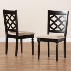 2pc Ramiro Fabric And Wood Dining Chairs Set - Baxton Studio -Baxton Studio GUEST 209e993f 7ca6 4752 9174 fe0acbe97ae4