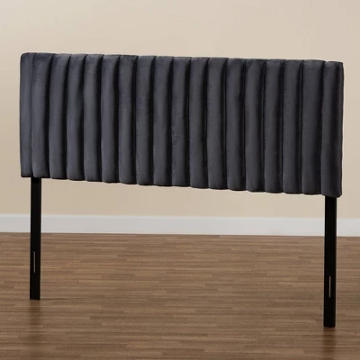 Emile Velvet Fabric Upholstered And Wood Headboard - Baxton Studio 9 Emile Velvet Fabric Upholstered And Wood Headboard - Baxton Studio - Image 7